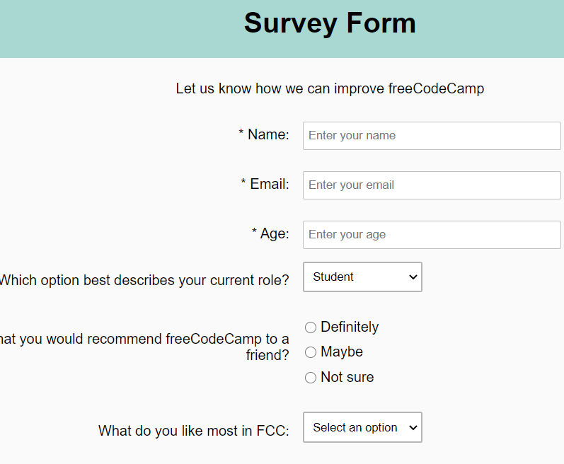 Survey form